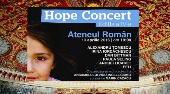 Muzică clasică, pop şi street art în beneficiul copiilor instituţionalizaţi sau aflaţi în pericol de abandon – Hope Concert