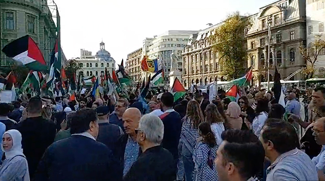 Miting de susținere pentru Palestina în centrul Bucureștiului
