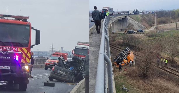 Accident grav pe podul spre Avrig