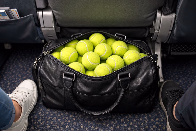 Oricine călătorește cu avionul ar trebui să aducă o minge de tenis