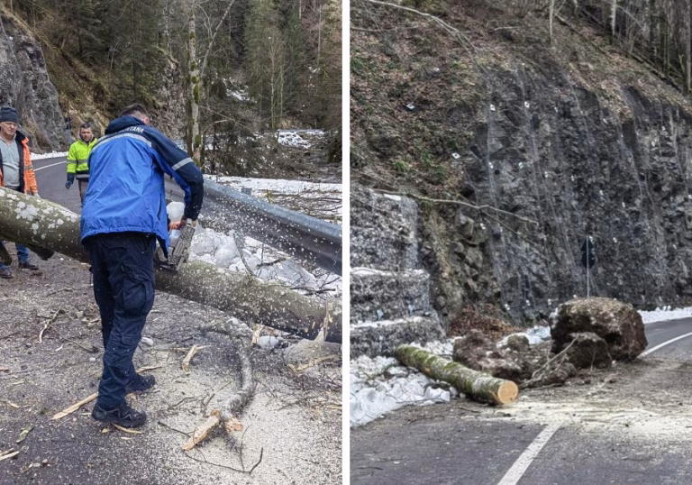 Drum blocat în Bihor: Intervenția jandarmilor după căderi de pietre în Stâna de Vale