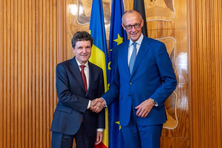 Nicuşor Dan discută cu cancelarul german despre securitate şi apărare