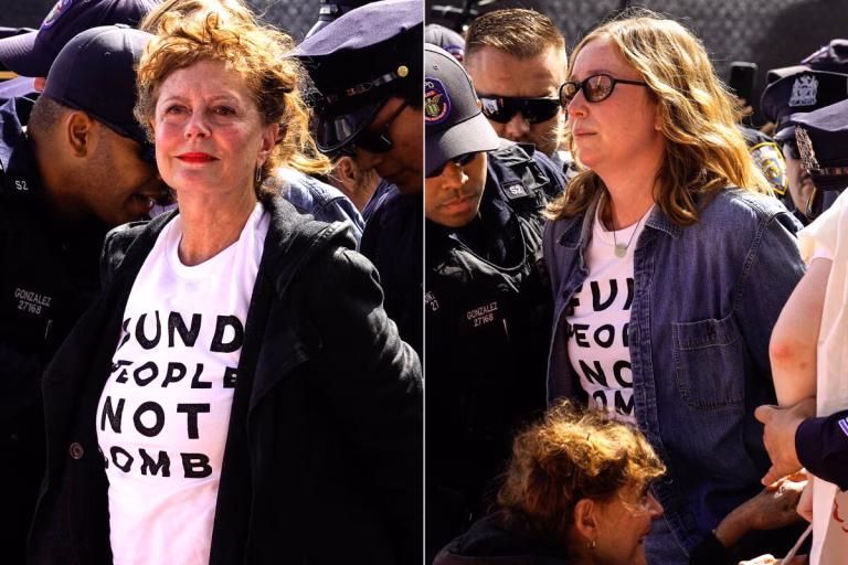 Susan Sarandon, reținută la protestul anti-Netanyahu din New York