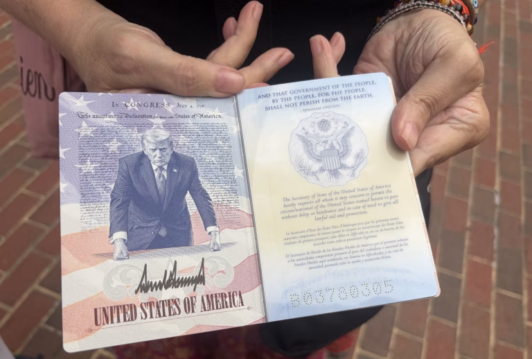 Pașaport american în ediție limitată cu imaginea lui Trump